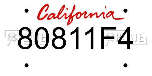 80811F4 California License Plate
