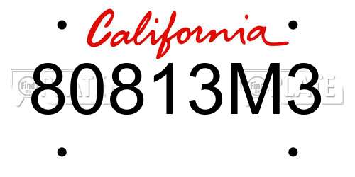 80813M3 California License Plate