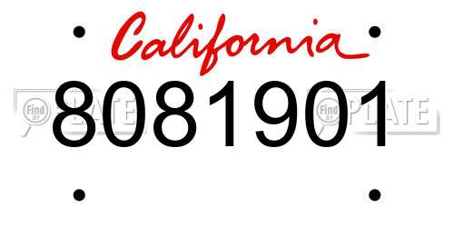8081901 California License Plate