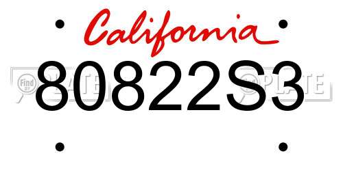 80822S3 California License Plate