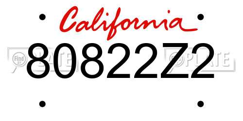 80822Z2 California License Plate