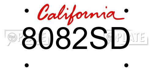 8082SD California License Plate