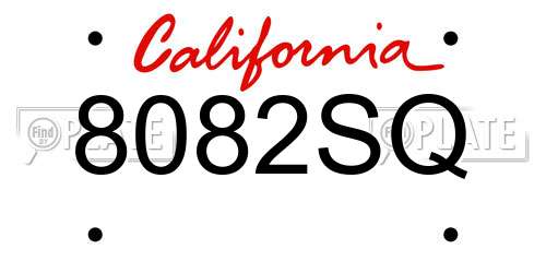 8082SQ California License Plate
