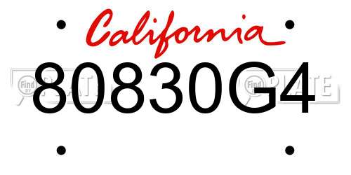 80830G4 California License Plate