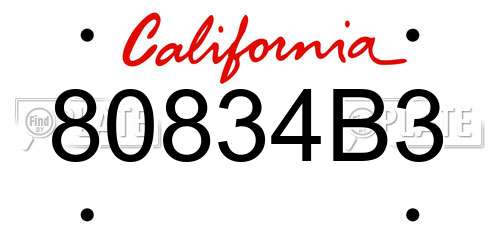 80834B3 California License Plate