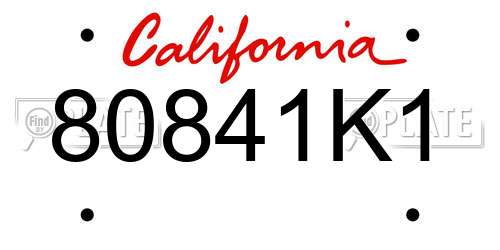 80841K1 California License Plate