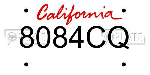 8084CQ California License Plate