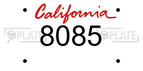 8085 California License Plate