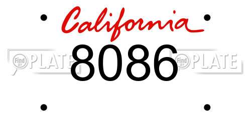 8086 California License Plate