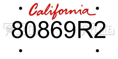 80869R2 California License Plate