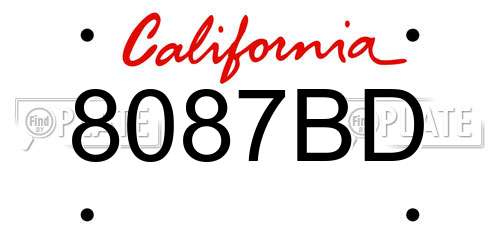 8087BD California License Plate