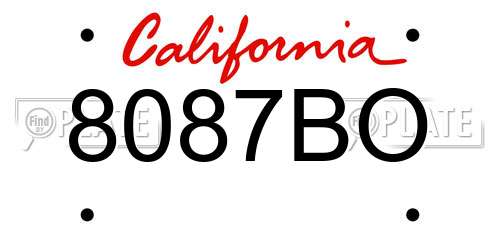 8087BO California License Plate