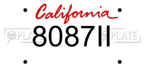 8087II California License Plate