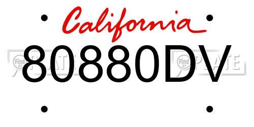 80880DV California License Plate