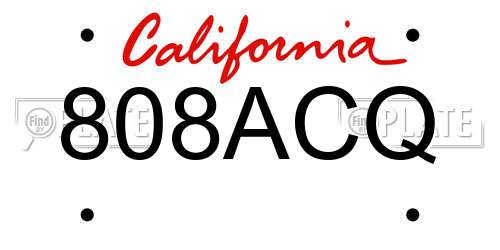 808ACQ California License Plate