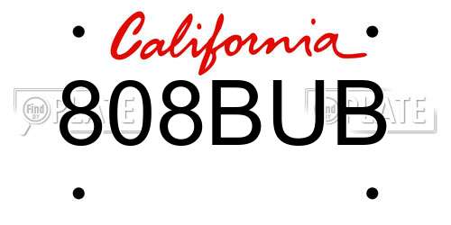 808BUB California License Plate