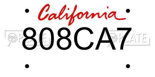 808CA7 California License Plate