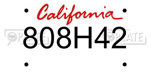 808H42 California License Plate