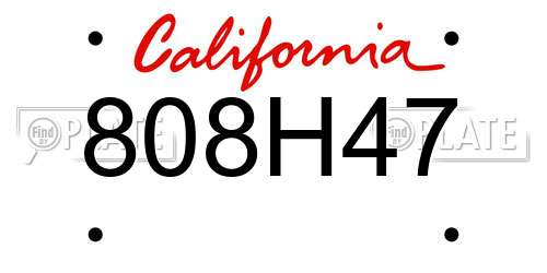 808H47 California License Plate