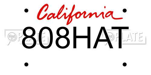 808HAT California License Plate