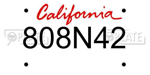 808N42 California License Plate