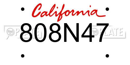 808N47 California License Plate