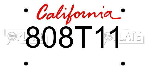 808T11 California License Plate