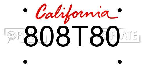 808T80 California License Plate