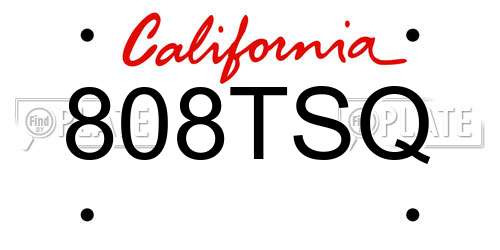 808TSQ California License Plate