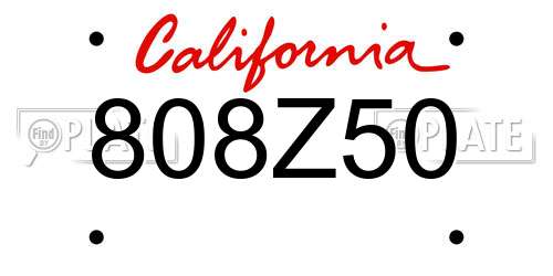 808Z50 California License Plate