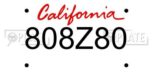 808Z80 California License Plate