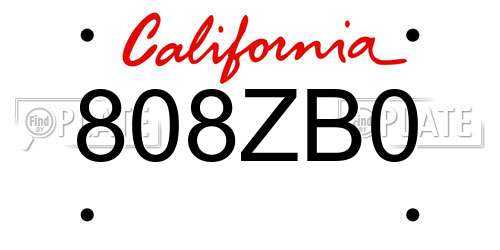 808ZB0 California License Plate