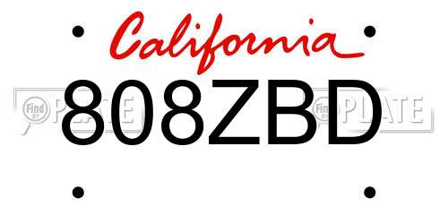 808ZBD California License Plate