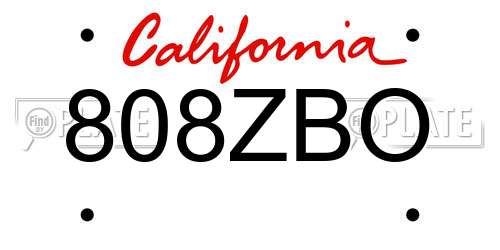 808ZBO California License Plate