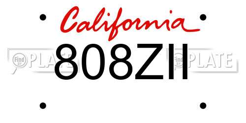 808ZII California License Plate