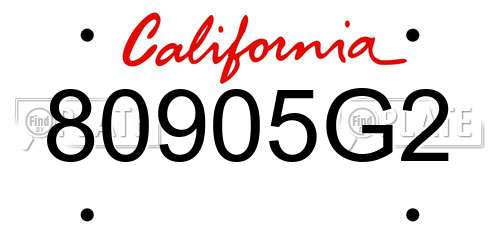 80905G2 California License Plate