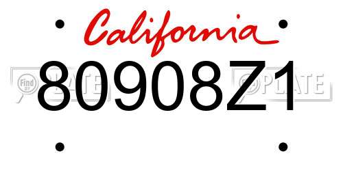 80908Z1 California License Plate
