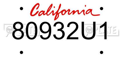 80932U1 California License Plate