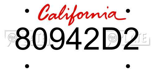 80942D2 California License Plate