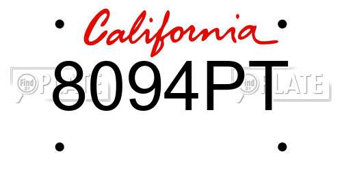 8094PT California License Plate