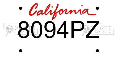 8094PZ California License Plate