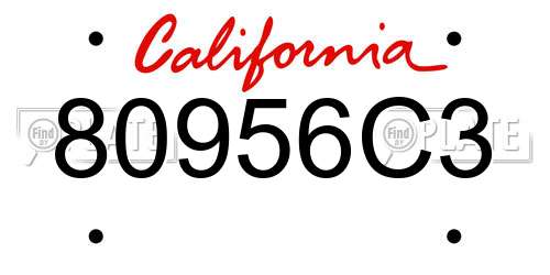 80956C3 California License Plate