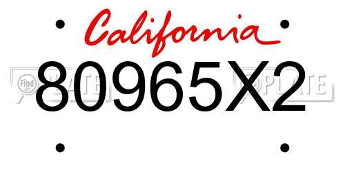 80965X2 California License Plate