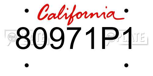 80971P1 California License Plate