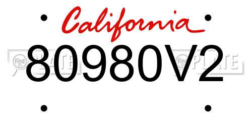 80980V2 California License Plate