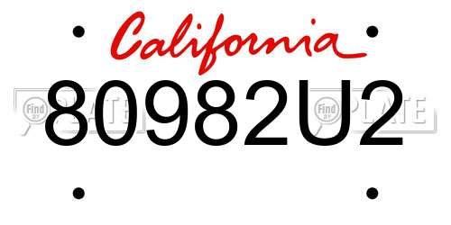 80982U2 California License Plate