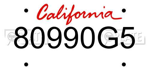 80990G5 California License Plate