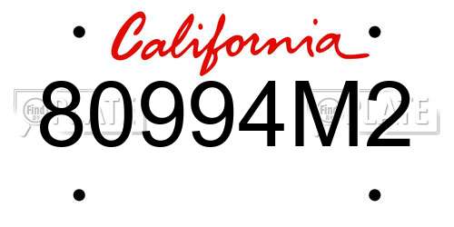 80994M2 California License Plate