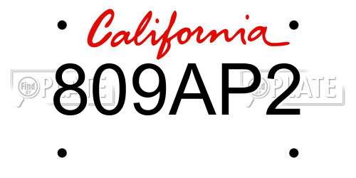 809AP2 California License Plate