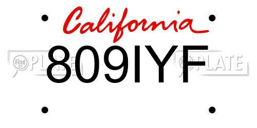 809IYF California License Plate